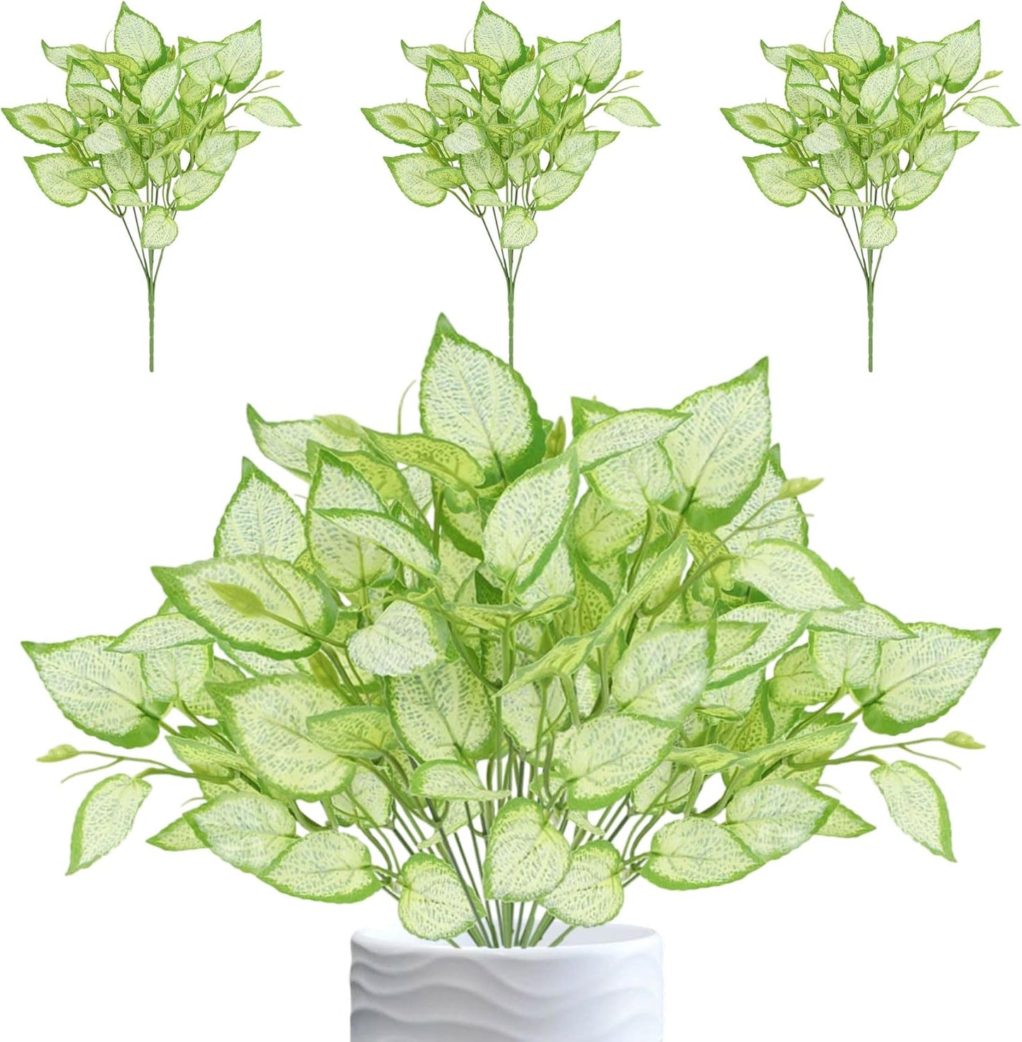 12PCS Artificial Tropical Leaves 13" Faux Monstera, Persian Caladium & Alocasia Plants Real Touch Greenery for Home Decor, DIY Centerpieces, Indoor Outdoor (12, Leaves-U)