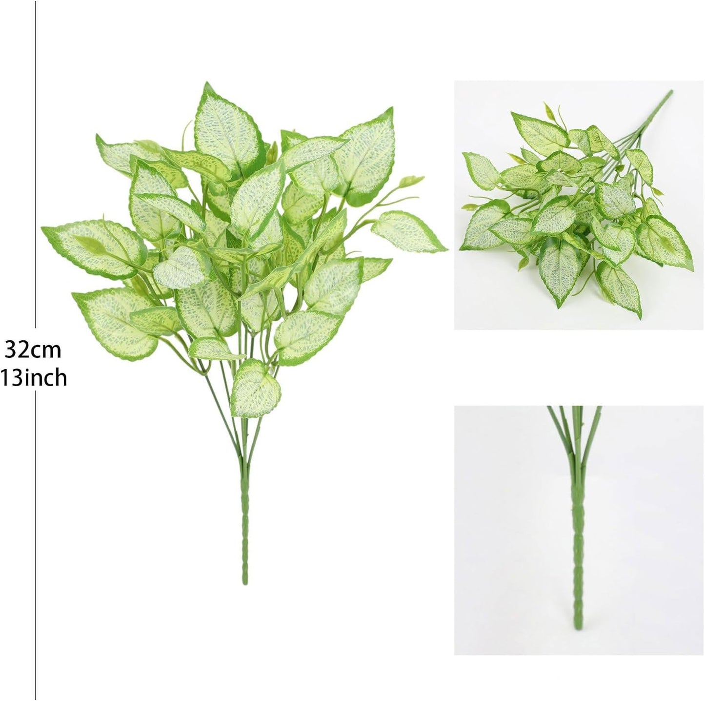 12PCS Artificial Tropical Leaves 13" Faux Monstera, Persian Caladium & Alocasia Plants Real Touch Greenery for Home Decor, DIY Centerpieces, Indoor Outdoor (12, Leaves-U)