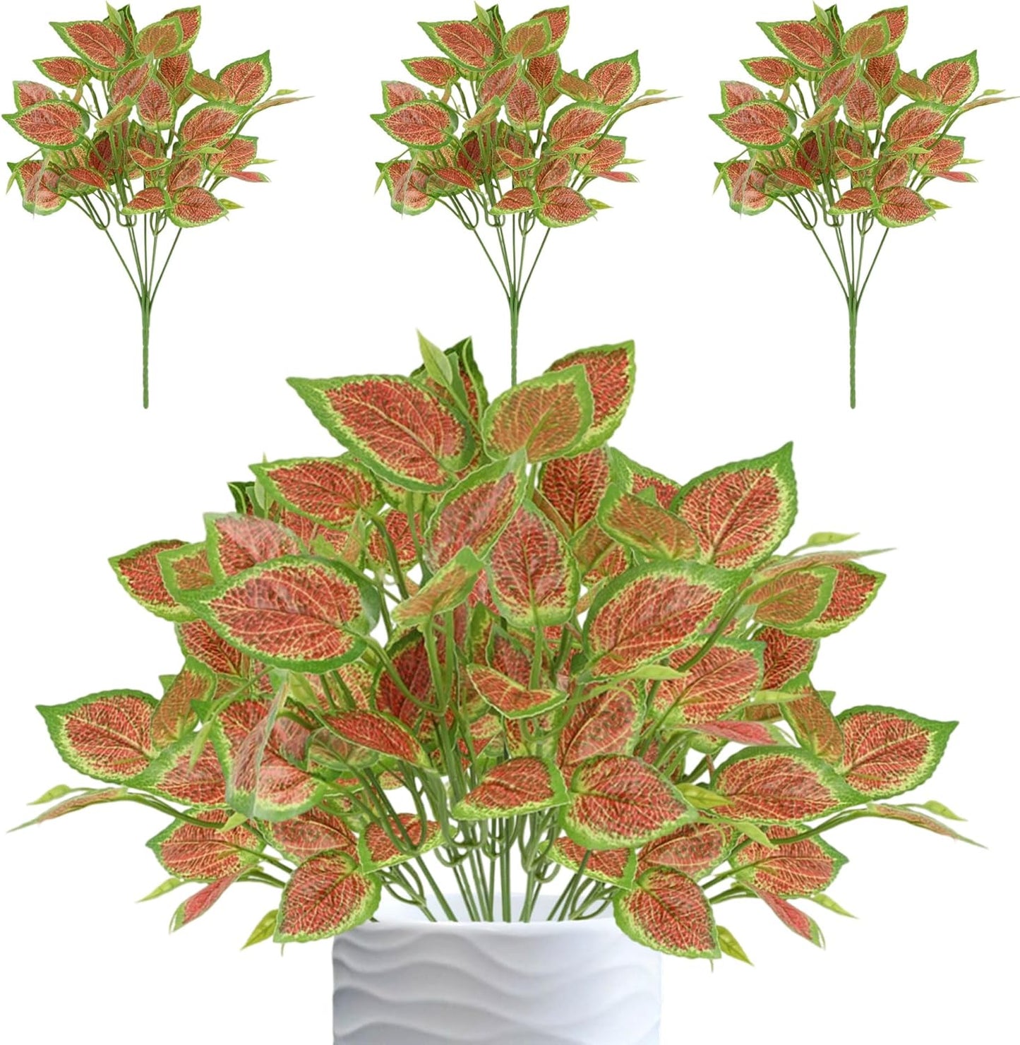 12PCS Artificial Tropical Leaves 13" Faux Monstera, Persian Caladium & Alocasia Plants Real Touch Greenery for Home Decor, DIY Centerpieces, Indoor Outdoor (12, Leaves-U)