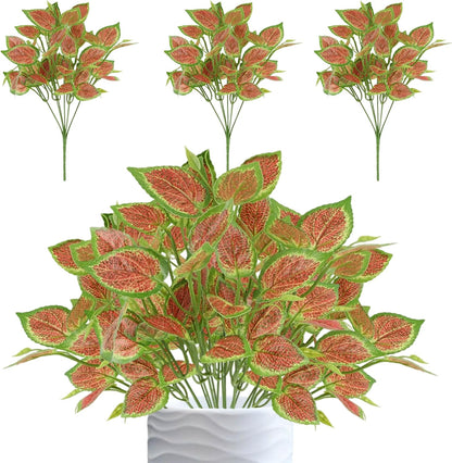 12PCS Artificial Tropical Leaves 13" Faux Monstera, Persian Caladium & Alocasia Plants Real Touch Greenery for Home Decor, DIY Centerpieces, Indoor Outdoor (12, Leaves-U)