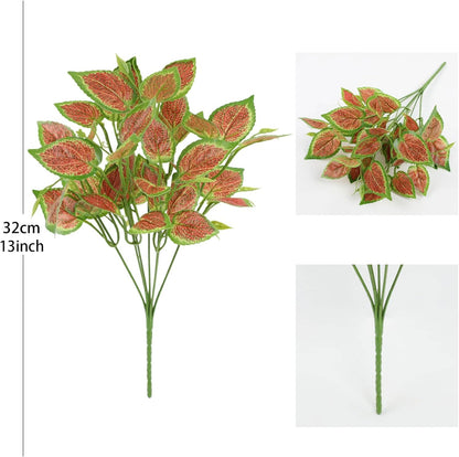 12PCS Artificial Tropical Leaves 13" Faux Monstera, Persian Caladium & Alocasia Plants Real Touch Greenery for Home Decor, DIY Centerpieces, Indoor Outdoor (12, Leaves-U)