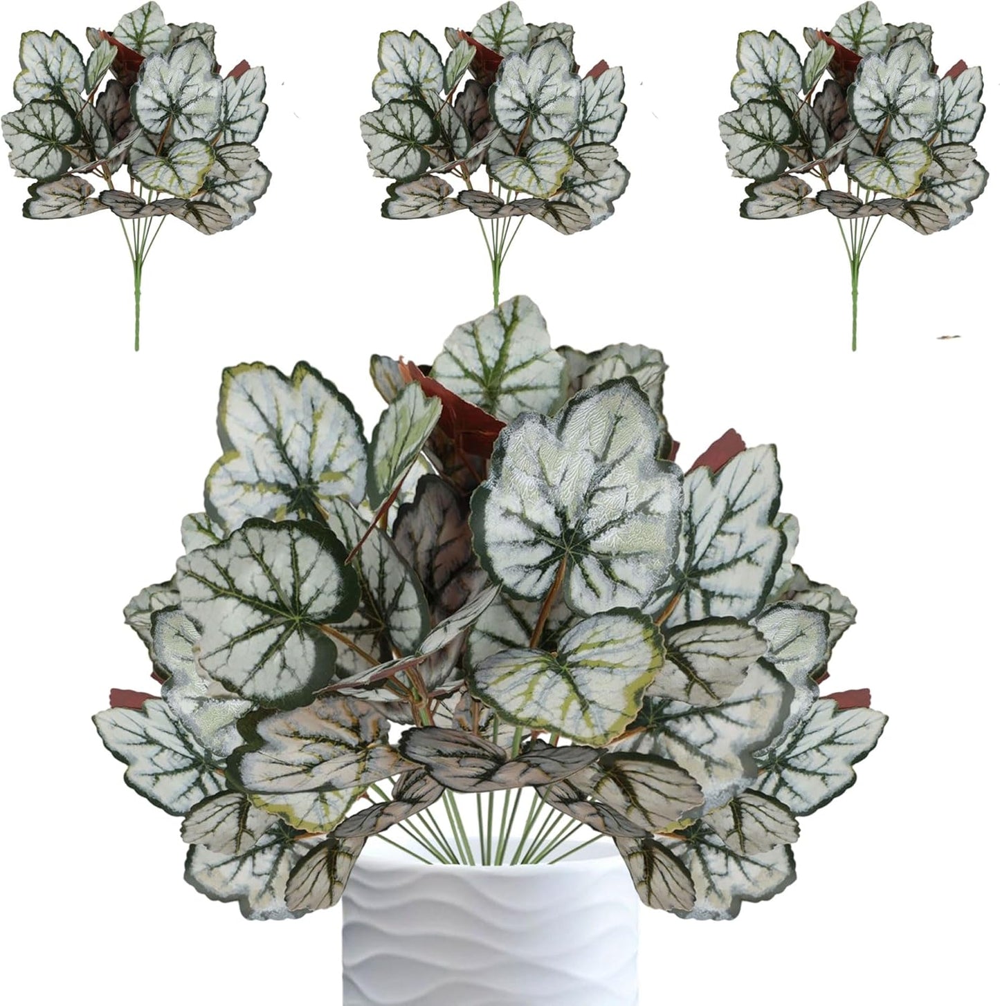 12PCS Artificial Tropical Leaves 13" Faux Monstera, Persian Caladium & Alocasia Plants Real Touch Greenery for Home Decor, DIY Centerpieces, Indoor Outdoor (12, Leaves-U)