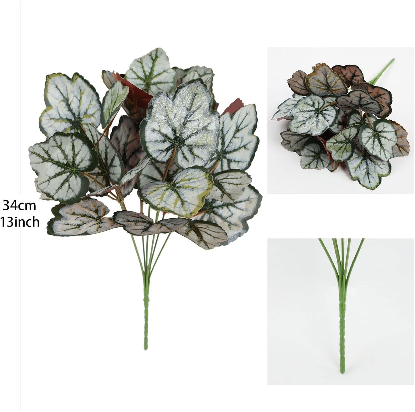 12PCS Artificial Tropical Leaves 13" Faux Monstera, Persian Caladium & Alocasia Plants Real Touch Greenery for Home Decor, DIY Centerpieces, Indoor Outdoor (12, Leaves-U)