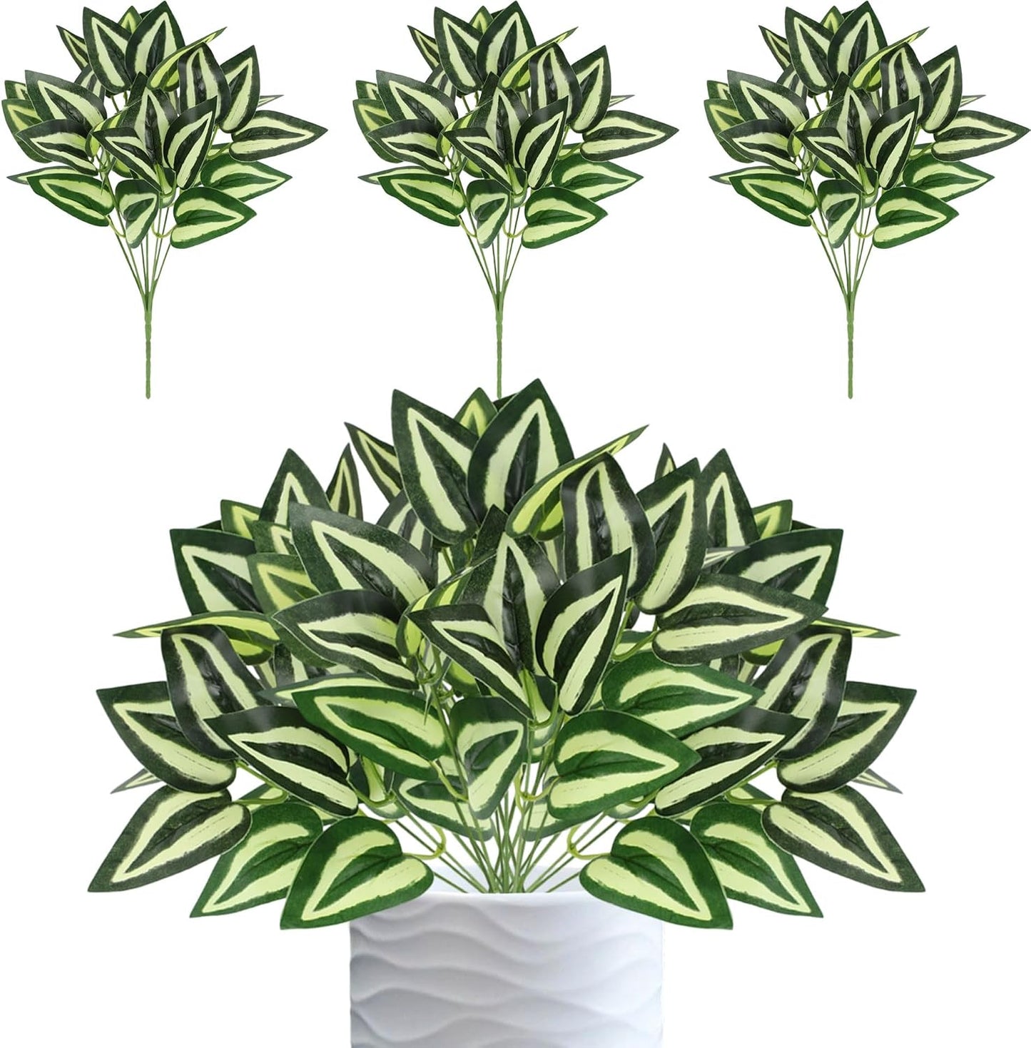 12PCS Artificial Tropical Leaves 13" Faux Monstera, Persian Caladium & Alocasia Plants Real Touch Greenery for Home Decor, DIY Centerpieces, Indoor Outdoor (12, Leaves-U)