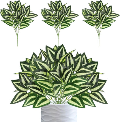 12PCS Artificial Tropical Leaves 13" Faux Monstera, Persian Caladium & Alocasia Plants Real Touch Greenery for Home Decor, DIY Centerpieces, Indoor Outdoor (12, Leaves-U)