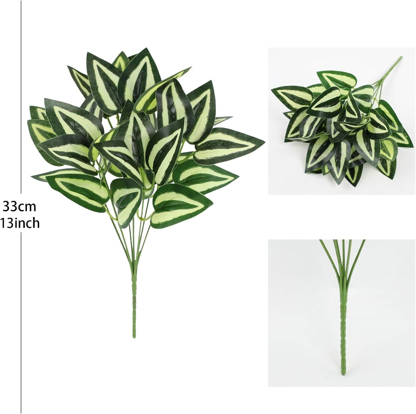 12PCS Artificial Tropical Leaves 13" Faux Monstera, Persian Caladium & Alocasia Plants Real Touch Greenery for Home Decor, DIY Centerpieces, Indoor Outdoor (12, Leaves-U)