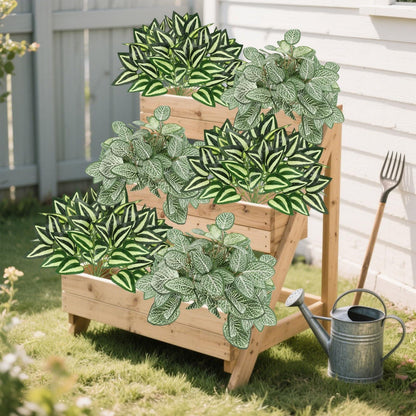 12PCS Artificial Tropical Leaves 13" Faux Monstera, Persian Caladium & Alocasia Plants Real Touch Greenery for Home Decor, DIY Centerpieces, Indoor Outdoor (12, Leaves-U)