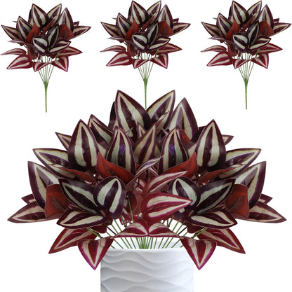 12PCS Artificial Tropical Leaves 13" Faux Monstera, Persian Caladium & Alocasia Plants Real Touch Greenery for Home Decor, DIY Centerpieces, Indoor Outdoor (12, Leaves-U)