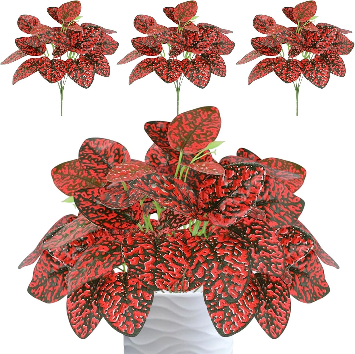 12PCS Artificial Tropical Leaves 13" Faux Monstera, Persian Caladium & Alocasia Plants Real Touch Greenery for Home Decor, DIY Centerpieces, Indoor Outdoor (12, Leaves-U)