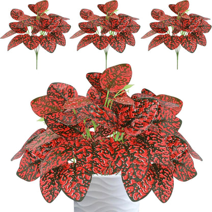 12PCS Artificial Tropical Leaves 13" Faux Monstera, Persian Caladium & Alocasia Plants Real Touch Greenery for Home Decor, DIY Centerpieces, Indoor Outdoor (12, Leaves-U)