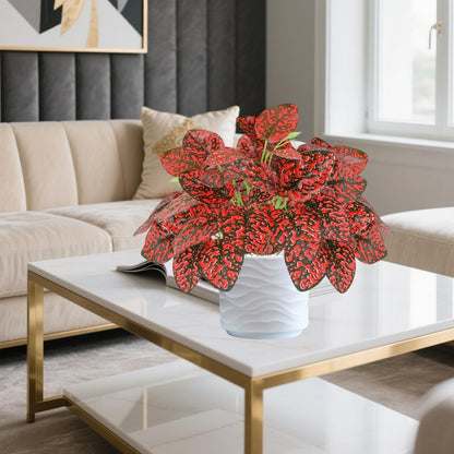 12PCS Artificial Tropical Leaves 13" Faux Monstera, Persian Caladium & Alocasia Plants Real Touch Greenery for Home Decor, DIY Centerpieces, Indoor Outdoor (12, Leaves-U)