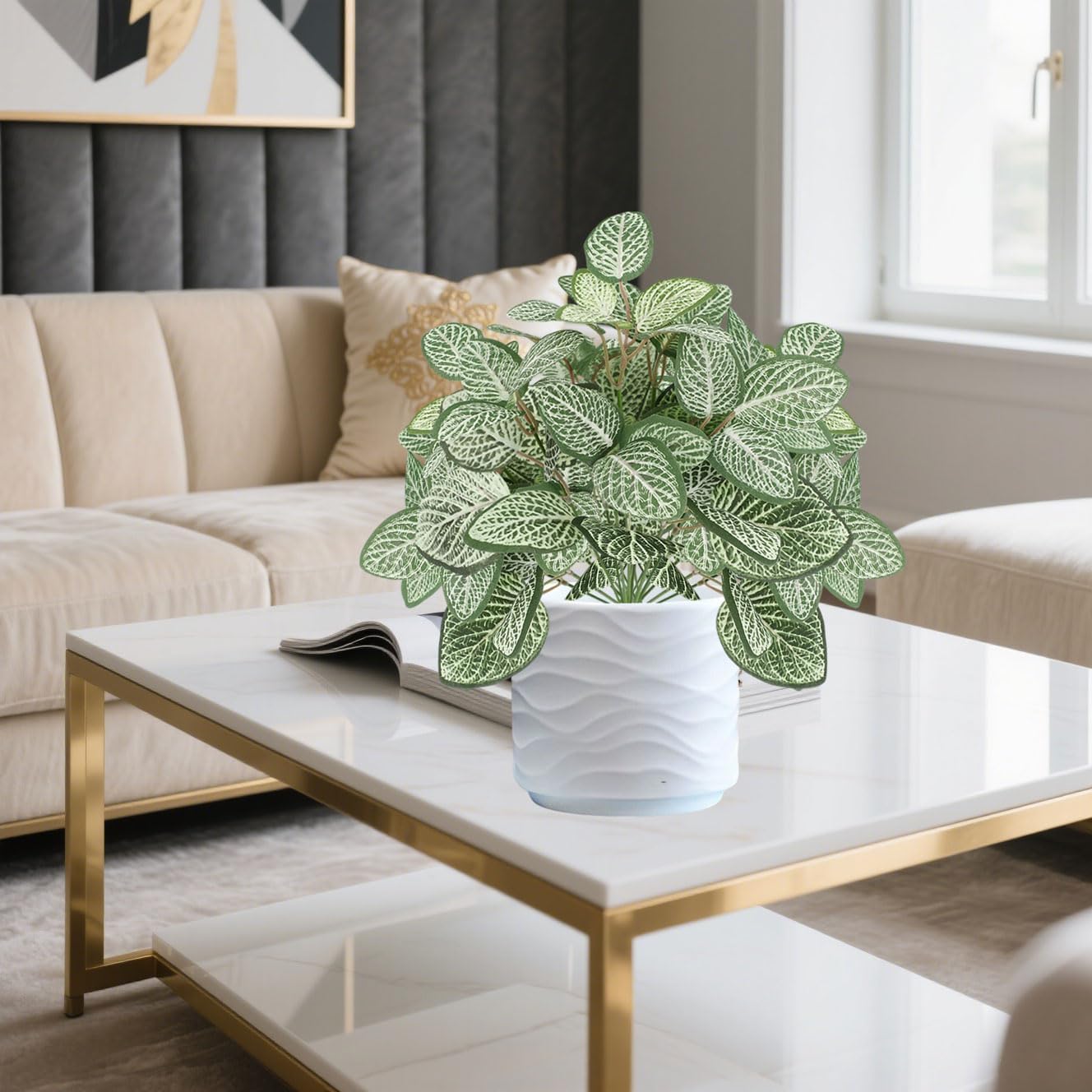 12PCS Artificial Tropical Leaves 13" Faux Monstera, Persian Caladium & Alocasia Plants Real Touch Greenery for Home Decor, DIY Centerpieces, Indoor Outdoor (12, Leaves-U)