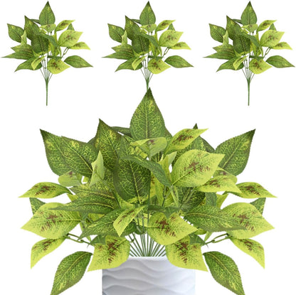 12PCS Artificial Tropical Leaves 13" Faux Monstera, Persian Caladium & Alocasia Plants Real Touch Greenery for Home Decor, DIY Centerpieces, Indoor Outdoor (12, Leaves-U)