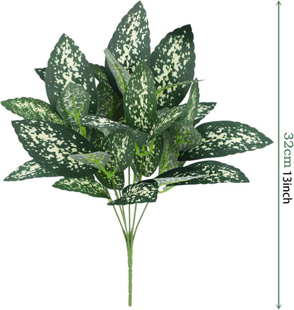 12PCS Artificial Tropical Leaves 13" Faux Monstera, Persian Caladium & Alocasia Plants Real Touch Greenery for Home Decor, DIY Centerpieces, Indoor Outdoor (12, Leaves-U)