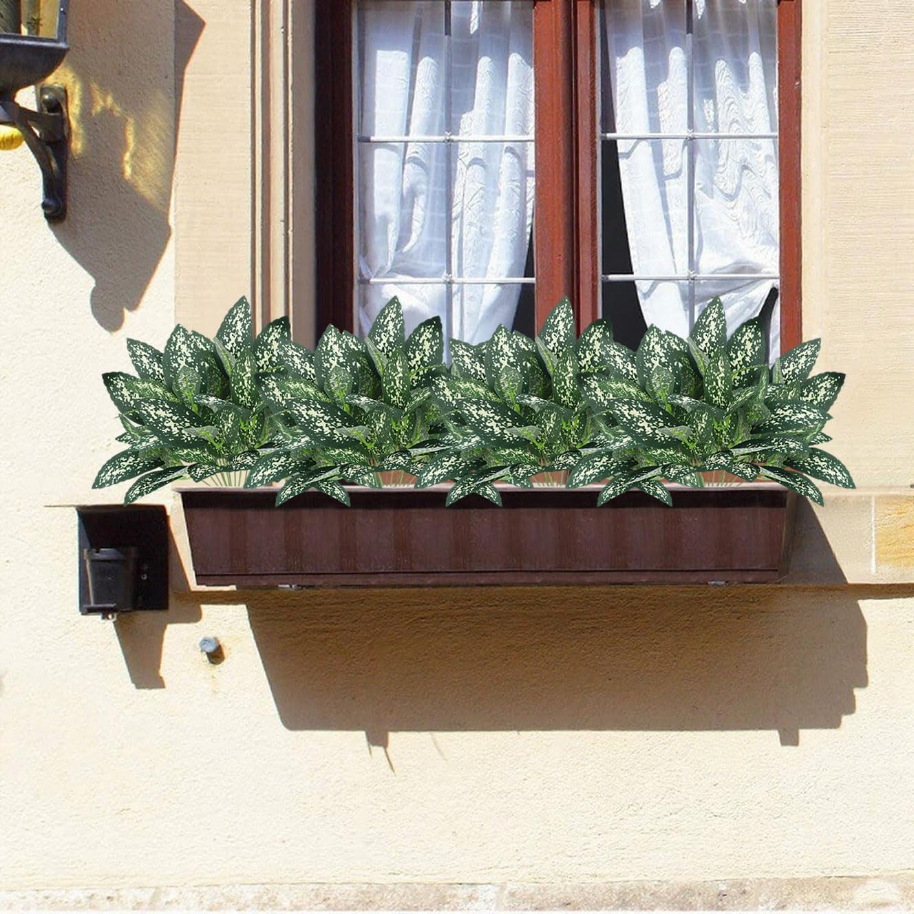 12PCS Artificial Tropical Leaves 13" Faux Monstera, Persian Caladium & Alocasia Plants Real Touch Greenery for Home Decor, DIY Centerpieces, Indoor Outdoor (12, Leaves-U)