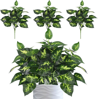 12PCS Artificial Tropical Leaves 13" Faux Monstera, Persian Caladium & Alocasia Plants Real Touch Greenery for Home Decor, DIY Centerpieces, Indoor Outdoor (12, Leaves-U)