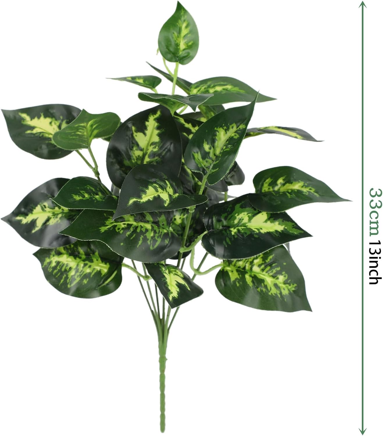 12PCS Artificial Tropical Leaves 13" Faux Monstera, Persian Caladium & Alocasia Plants Real Touch Greenery for Home Decor, DIY Centerpieces, Indoor Outdoor (12, Leaves-U)