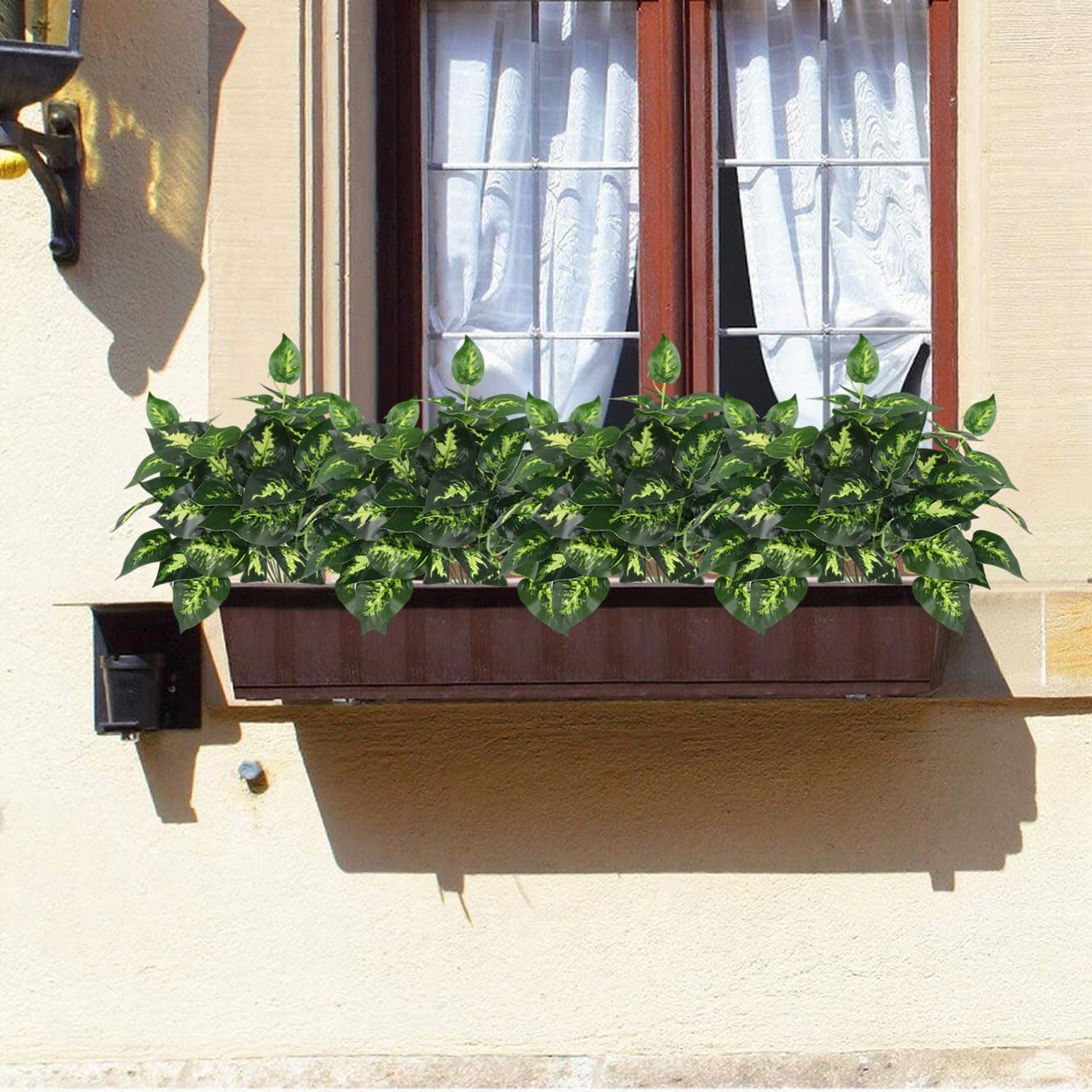 12PCS Artificial Tropical Leaves 13" Faux Monstera, Persian Caladium & Alocasia Plants Real Touch Greenery for Home Decor, DIY Centerpieces, Indoor Outdoor (12, Leaves-U)
