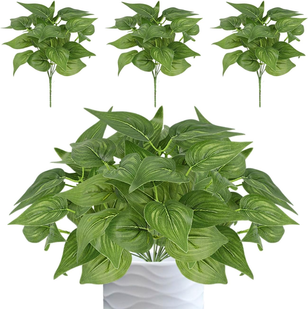 12PCS Artificial Tropical Leaves 13" Faux Monstera, Persian Caladium & Alocasia Plants Real Touch Greenery for Home Decor, DIY Centerpieces, Indoor Outdoor (12, Leaves-U)