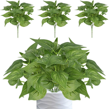 12PCS Artificial Tropical Leaves 13" Faux Monstera, Persian Caladium & Alocasia Plants Real Touch Greenery for Home Decor, DIY Centerpieces, Indoor Outdoor (12, Leaves-U)