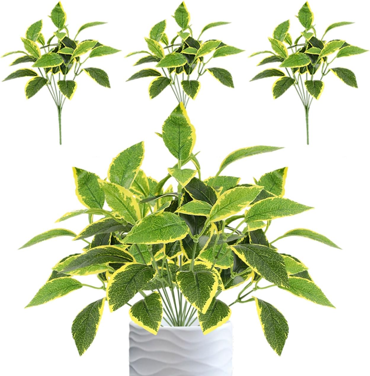 12PCS Artificial Tropical Leaves 13" Faux Monstera, Persian Caladium & Alocasia Plants Real Touch Greenery for Home Decor, DIY Centerpieces, Indoor Outdoor (12, Leaves-U)