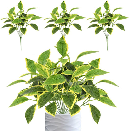 12PCS Artificial Tropical Leaves 13" Faux Monstera, Persian Caladium & Alocasia Plants Real Touch Greenery for Home Decor, DIY Centerpieces, Indoor Outdoor (12, Leaves-U)