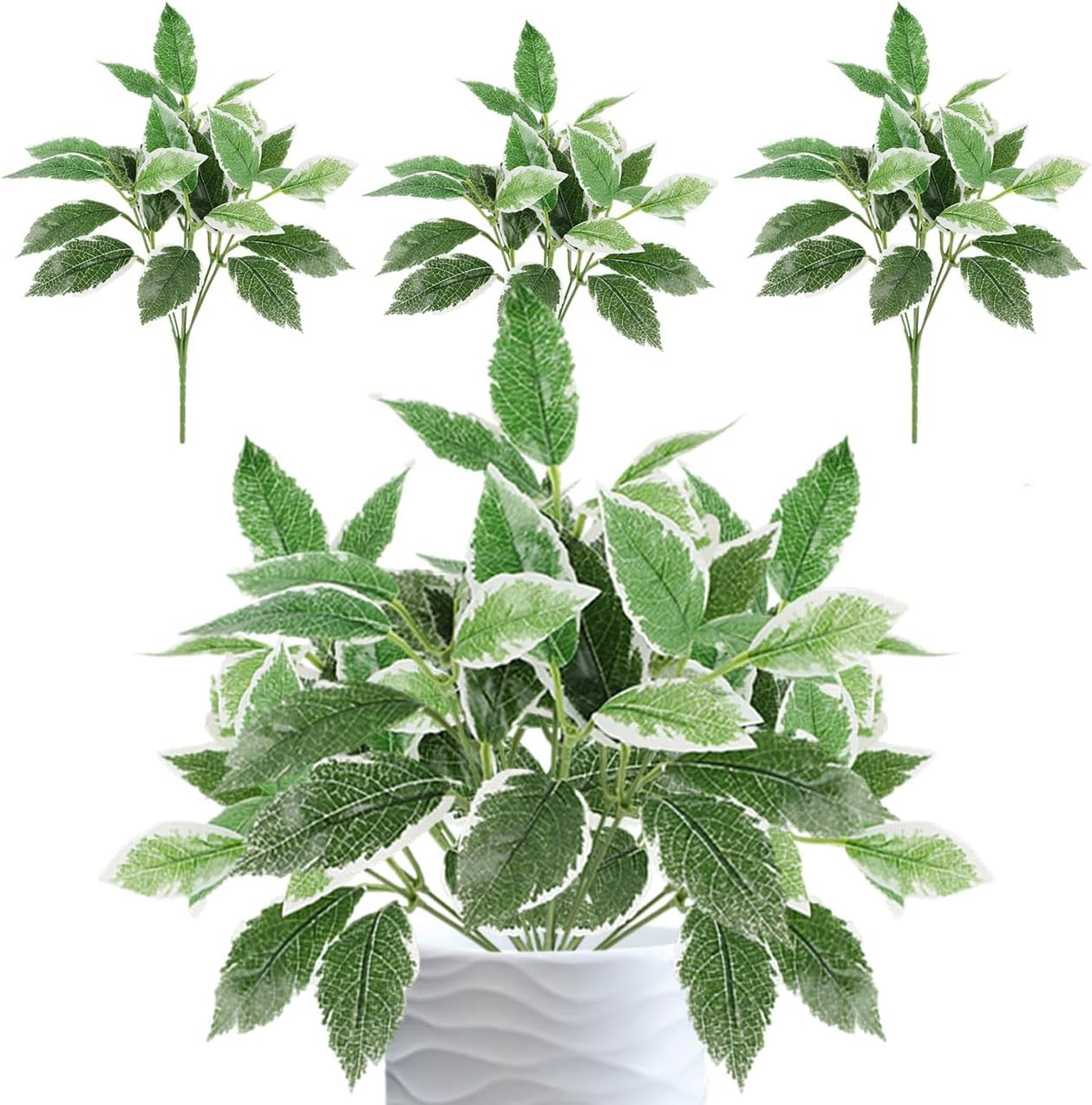 12PCS Artificial Tropical Leaves 13" Faux Monstera, Persian Caladium & Alocasia Plants Real Touch Greenery for Home Decor, DIY Centerpieces, Indoor Outdoor (12, Leaves-U)