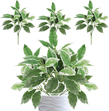 12PCS Artificial Tropical Leaves 13" Faux Monstera, Persian Caladium & Alocasia Plants Real Touch Greenery for Home Decor, DIY Centerpieces, Indoor Outdoor (12, Leaves-U)