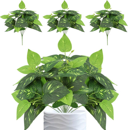 12PCS Artificial Tropical Leaves 13" Faux Monstera, Persian Caladium & Alocasia Plants Real Touch Greenery for Home Decor, DIY Centerpieces, Indoor Outdoor (12, Leaves-U)