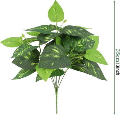 12PCS Artificial Tropical Leaves 13" Faux Monstera, Persian Caladium & Alocasia Plants Real Touch Greenery for Home Decor, DIY Centerpieces, Indoor Outdoor (12, Leaves-U)