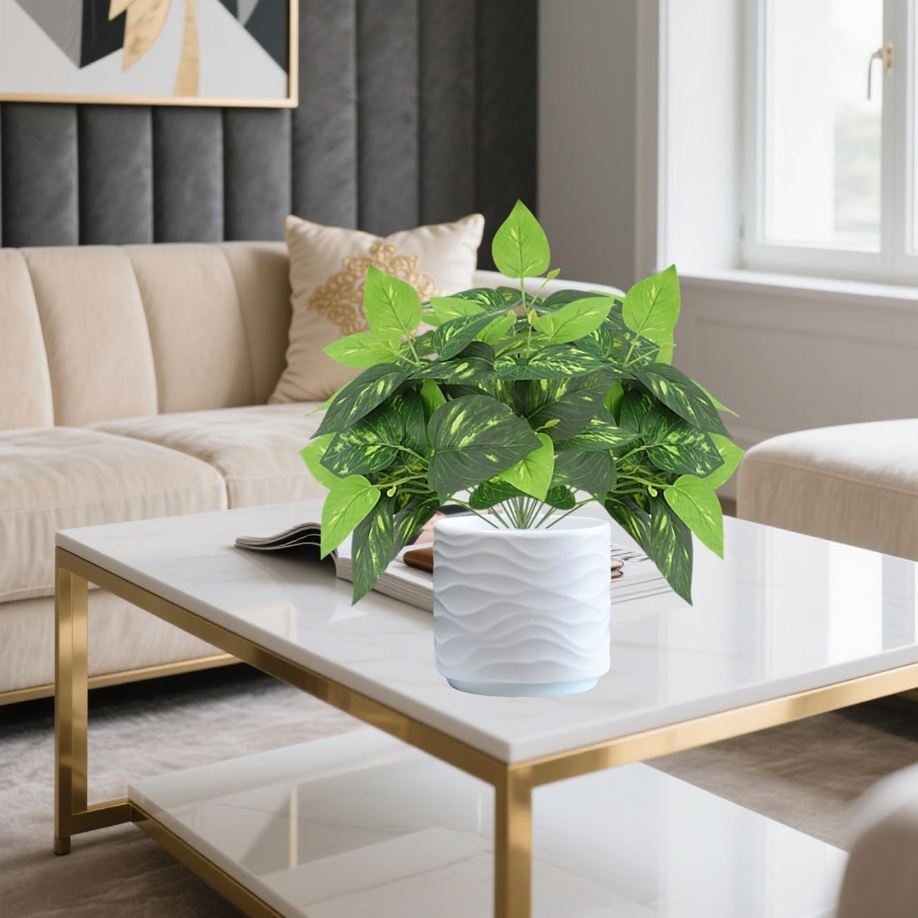 12PCS Artificial Tropical Leaves 13" Faux Monstera, Persian Caladium & Alocasia Plants Real Touch Greenery for Home Decor, DIY Centerpieces, Indoor Outdoor (12, Leaves-U)