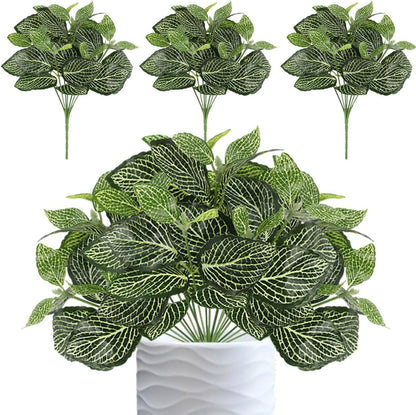 12PCS Artificial Tropical Leaves 13" Faux Monstera, Persian Caladium & Alocasia Plants Real Touch Greenery for Home Decor, DIY Centerpieces, Indoor Outdoor (12, Leaves-U)