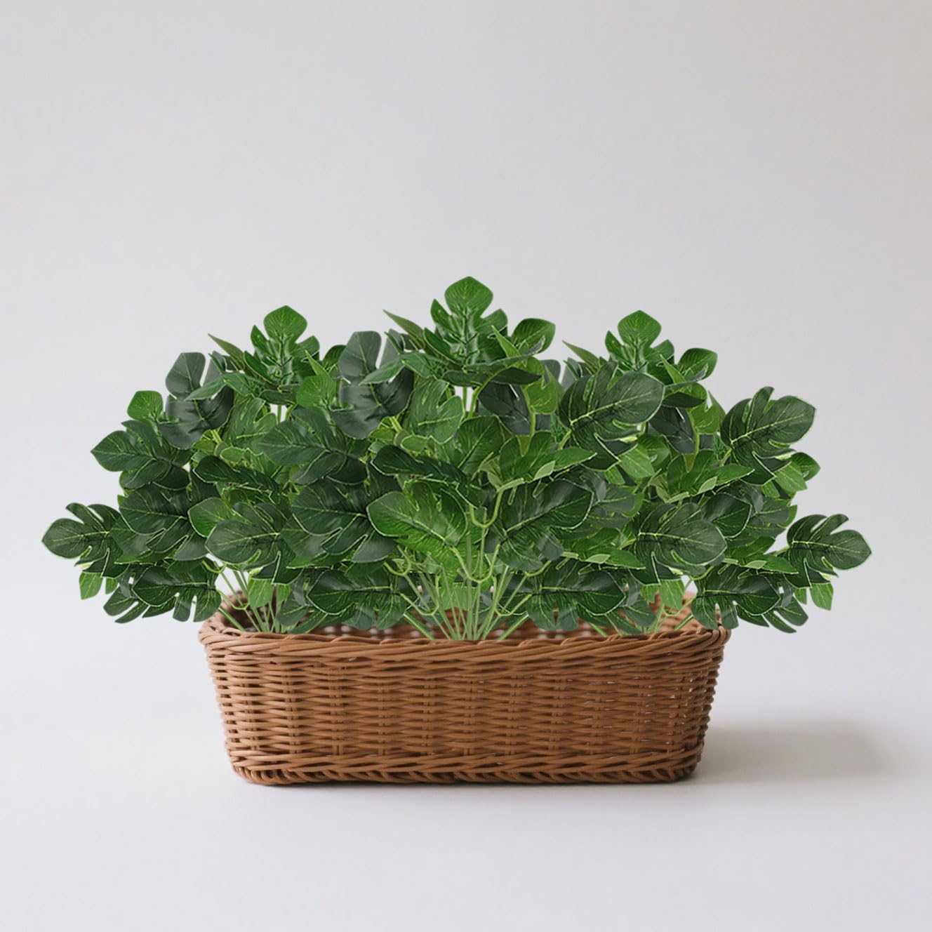 12PCS Artificial Tropical Leaves 13" Faux Monstera, Persian Caladium & Alocasia Plants Real Touch Greenery for Home Decor, DIY Centerpieces, Indoor Outdoor (12, Leaves-U)
