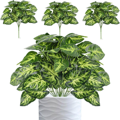 12PCS Artificial Tropical Leaves 13" Faux Monstera, Persian Caladium & Alocasia Plants Real Touch Greenery for Home Decor, DIY Centerpieces, Indoor Outdoor (12, Leaves-U)