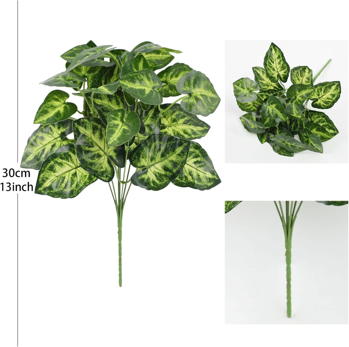 12PCS Artificial Tropical Leaves 13" Faux Monstera, Persian Caladium & Alocasia Plants Real Touch Greenery for Home Decor, DIY Centerpieces, Indoor Outdoor (12, Leaves-U)
