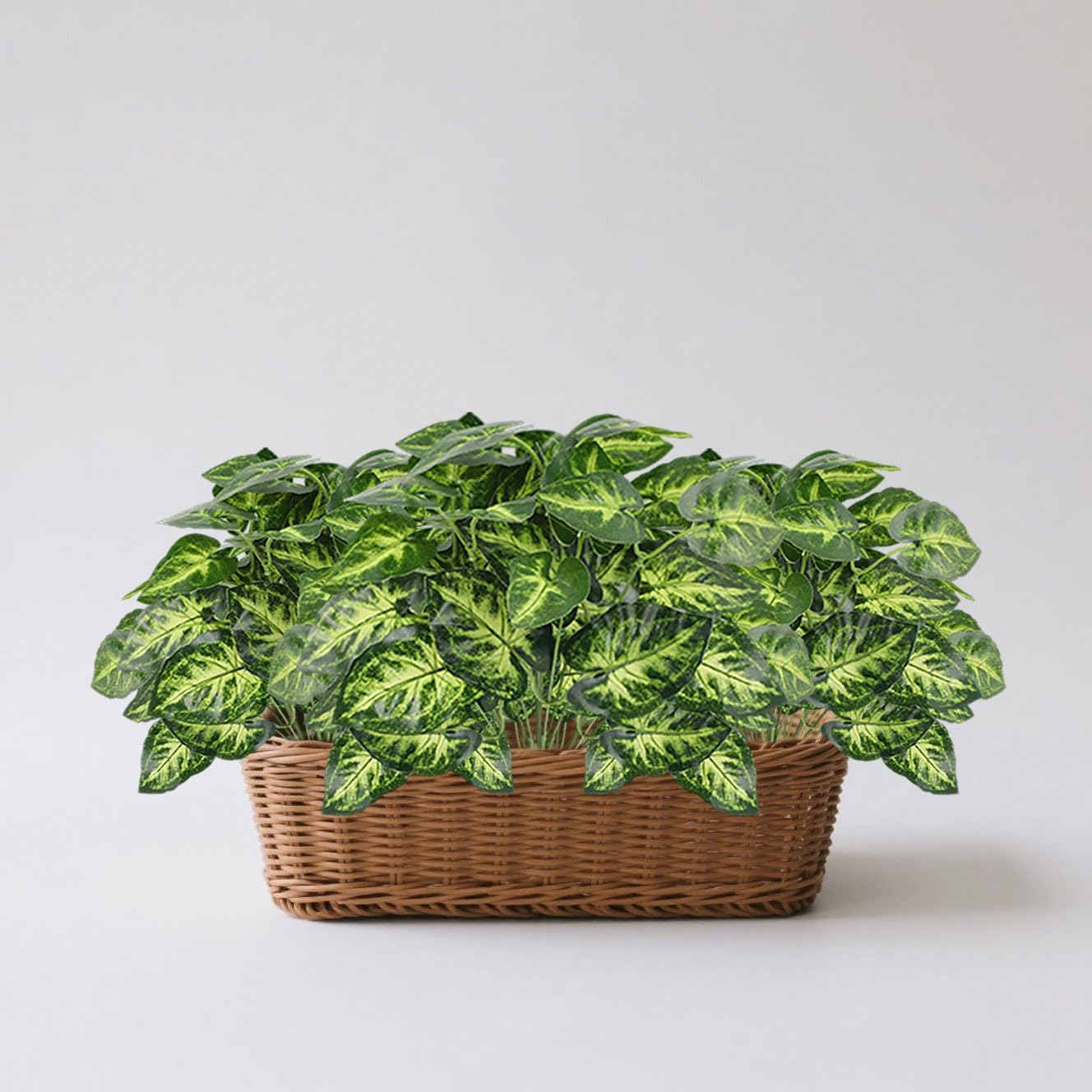 12PCS Artificial Tropical Leaves 13" Faux Monstera, Persian Caladium & Alocasia Plants Real Touch Greenery for Home Decor, DIY Centerpieces, Indoor Outdoor (12, Leaves-U)
