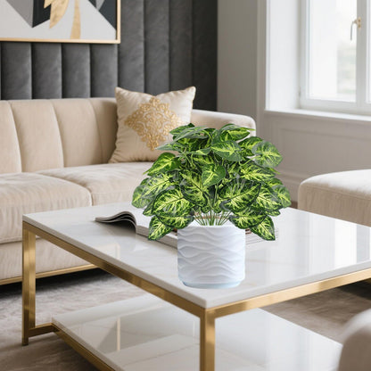 12PCS Artificial Tropical Leaves 13" Faux Monstera, Persian Caladium & Alocasia Plants Real Touch Greenery for Home Decor, DIY Centerpieces, Indoor Outdoor (12, Leaves-U)