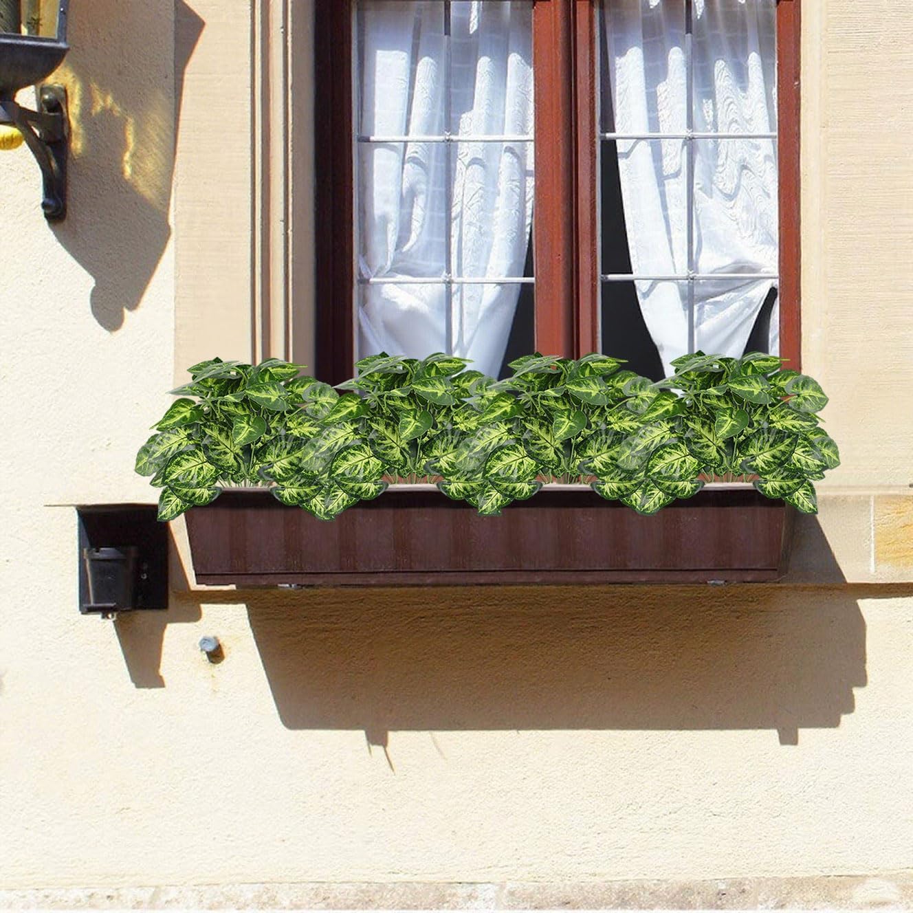 12PCS Artificial Tropical Leaves 13" Faux Monstera, Persian Caladium & Alocasia Plants Real Touch Greenery for Home Decor, DIY Centerpieces, Indoor Outdoor (12, Leaves-U)