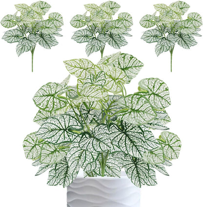 12PCS Artificial Tropical Leaves 13" Faux Monstera, Persian Caladium & Alocasia Plants Real Touch Greenery for Home Decor, DIY Centerpieces, Indoor Outdoor (12, Leaves-U)