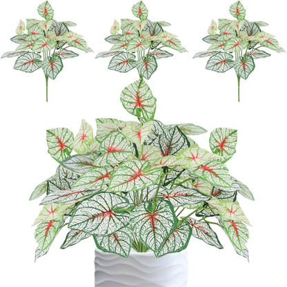 12PCS Artificial Tropical Leaves 13" Faux Monstera, Persian Caladium & Alocasia Plants Real Touch Greenery for Home Decor, DIY Centerpieces, Indoor Outdoor (12, Leaves-U)