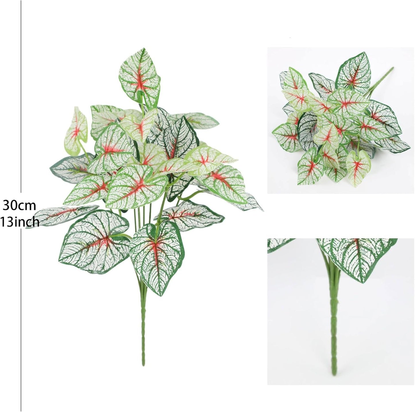 12PCS Artificial Tropical Leaves 13" Faux Monstera, Persian Caladium & Alocasia Plants Real Touch Greenery for Home Decor, DIY Centerpieces, Indoor Outdoor (12, Leaves-U)
