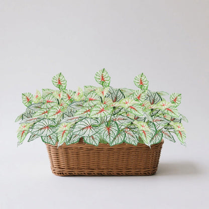 12PCS Artificial Tropical Leaves 13" Faux Monstera, Persian Caladium & Alocasia Plants Real Touch Greenery for Home Decor, DIY Centerpieces, Indoor Outdoor (12, Leaves-U)