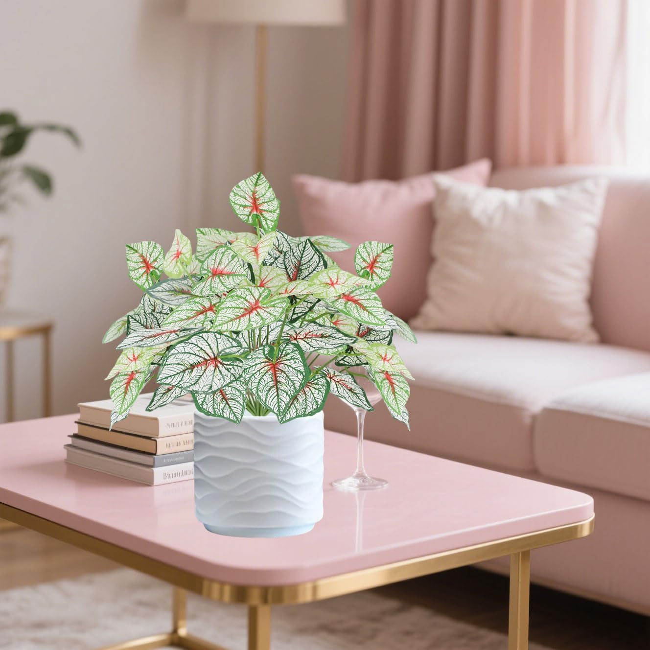 12PCS Artificial Tropical Leaves 13" Faux Monstera, Persian Caladium & Alocasia Plants Real Touch Greenery for Home Decor, DIY Centerpieces, Indoor Outdoor (12, Leaves-U)