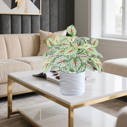 12PCS Artificial Tropical Leaves 13" Faux Monstera, Persian Caladium & Alocasia Plants Real Touch Greenery for Home Decor, DIY Centerpieces, Indoor Outdoor (12, Leaves-U)