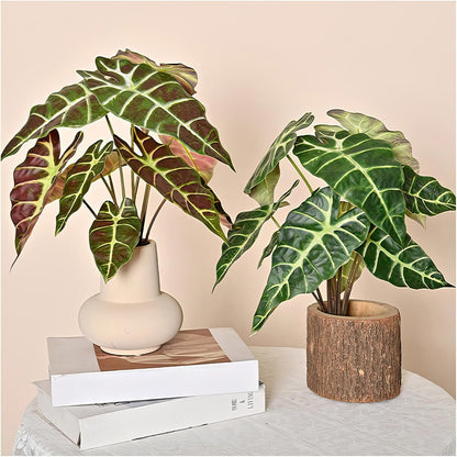 Artificial Alocasia Plant, Purple Tropical Plant, 17.7 in, 2 PCS