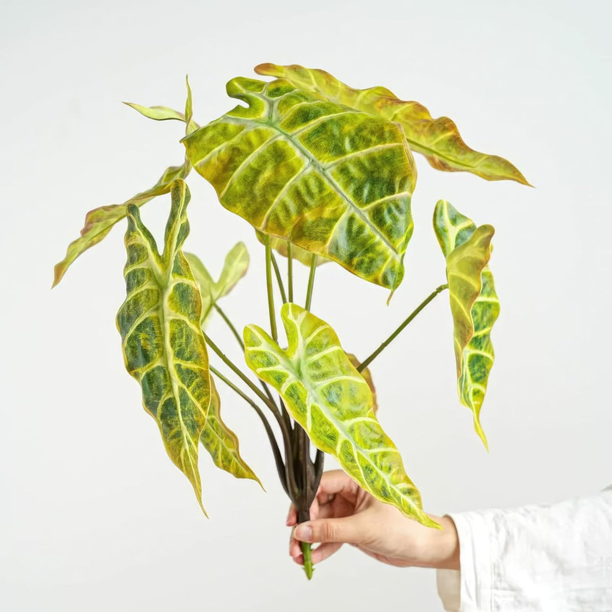 Artificial Alocasia Plant, Purple Tropical Plant, 17.7 in, 2 PCS