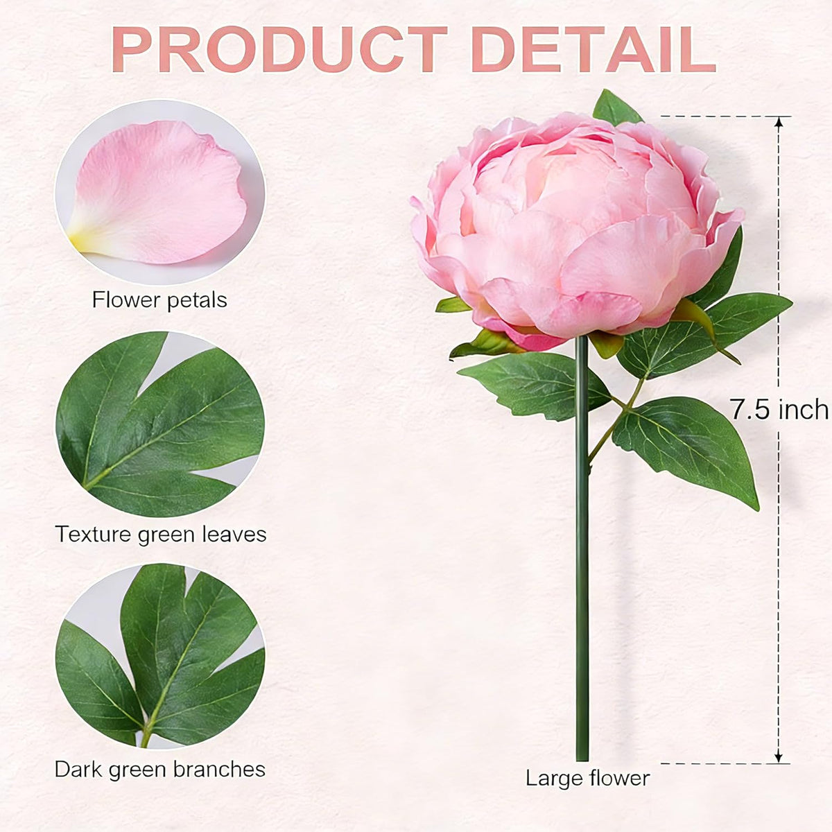 Artificial Hydrangea Flowers Arrangement in Wood Planter, 4PCS Fake Flowers in Wooden Vase Potted Floral Centerpieces for Tables Living Room Home Office Kitchen Decor (Pink Peony)