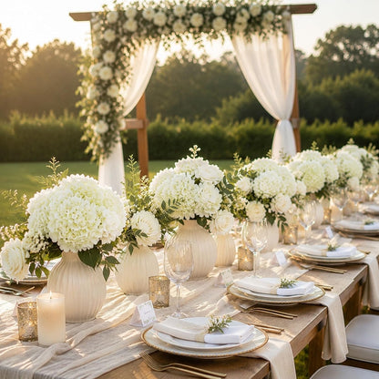 White Hydrangea Artificial Flowers Bulk, 65Pcs Silk Hydrangea Flowers