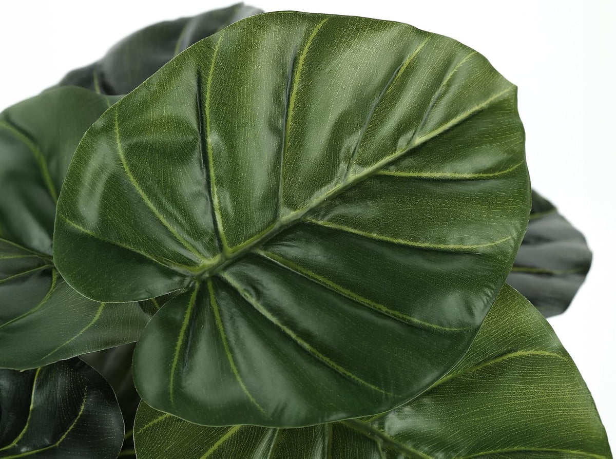 I 9578 Artificial Plant, 24" Tall, Alocasia, Indoor, Faux, Fake, Table, Greenery, Potted, Real Touch, Decorative, Green Leaves, Black Pot