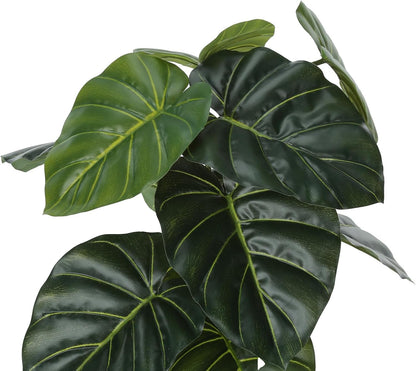 I 9578 Artificial Plant, 24" Tall, Alocasia, Indoor, Faux, Fake, Table, Greenery, Potted, Real Touch, Decorative, Green Leaves, Black Pot